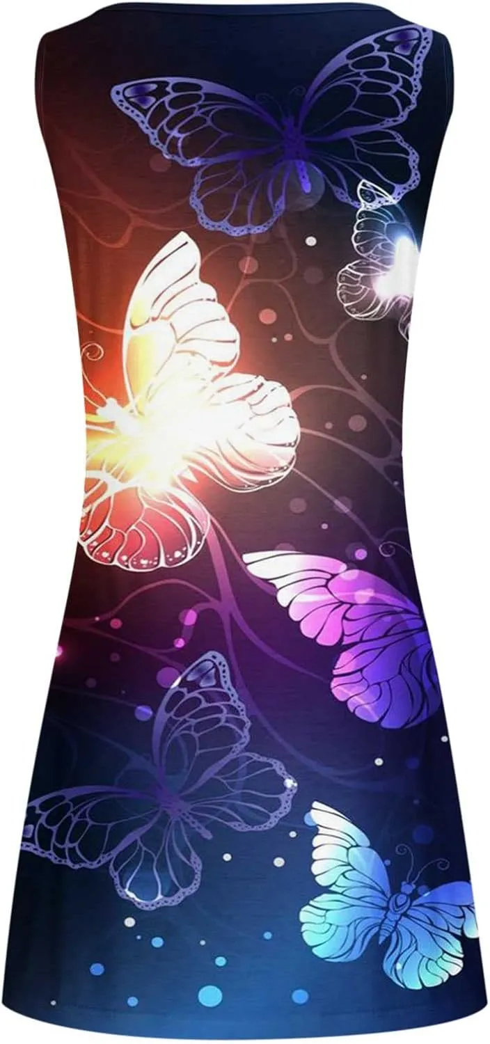 Ceboyel Women's Summer Dresses 2023 Boho Trendy Sundresses Floral Print Sleeveless Party Dress Casual Beach Clothing