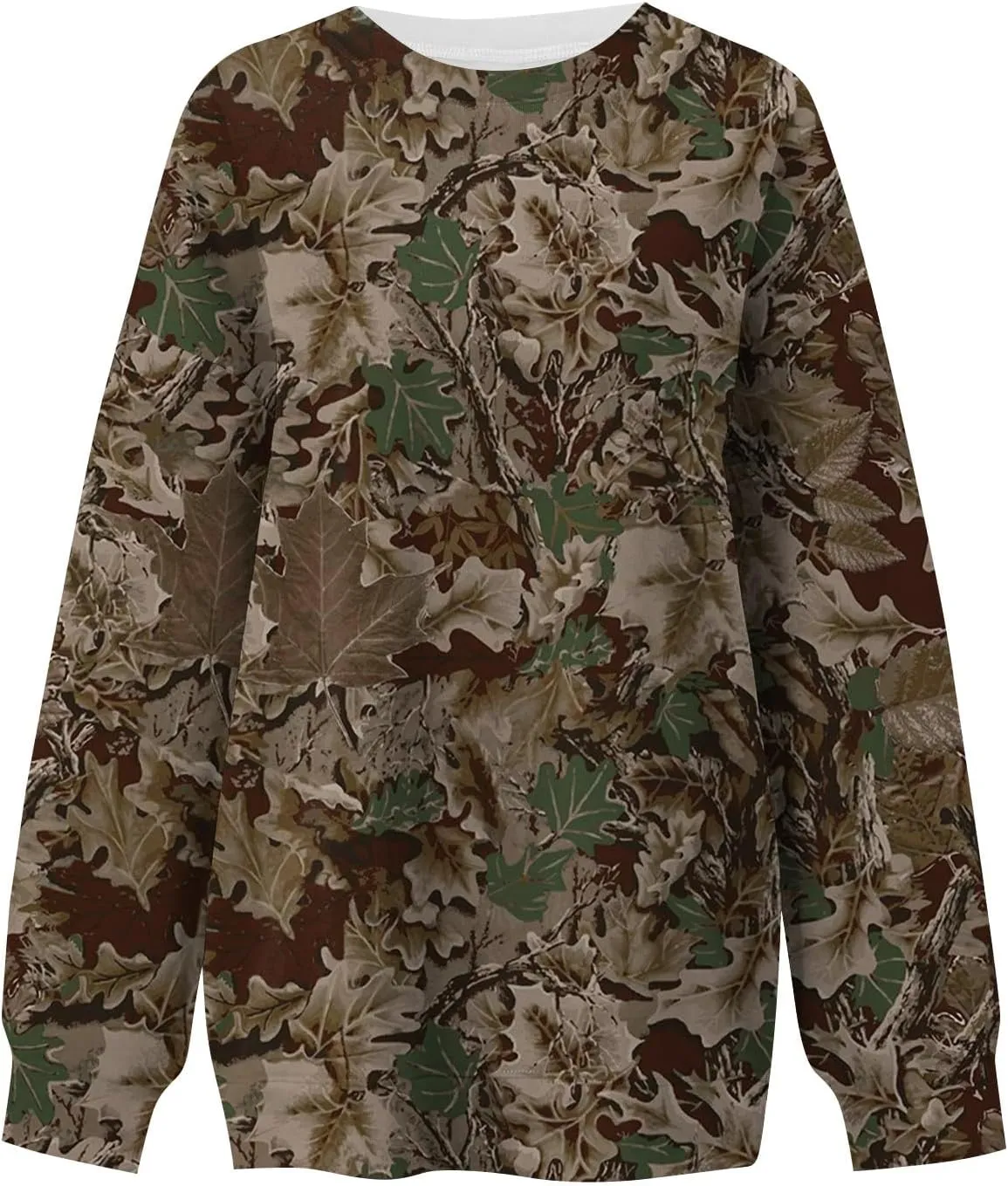 ChicCrate Womens Camo Hoodie Oversized Crewneck Sweatshirts Long Sleeve Loose Fit Pullover Maple Leaf Print Tops Y2K Blouse