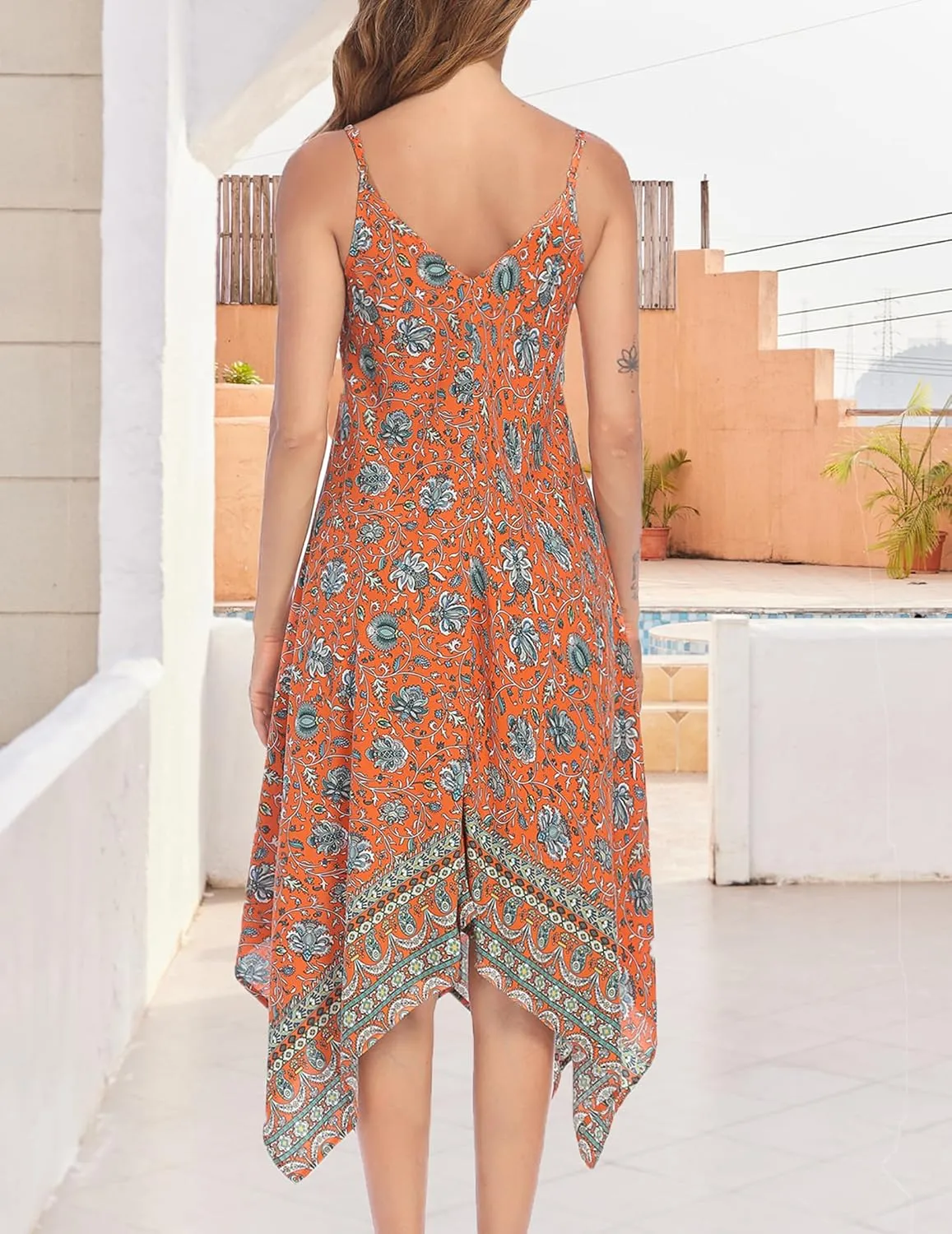 Chigant Women's 2025 Summer Dress Casual Boho Sundress Spaghetti Strap Swimwear Cover Up Beach Flowy Midi Vacation Dresses