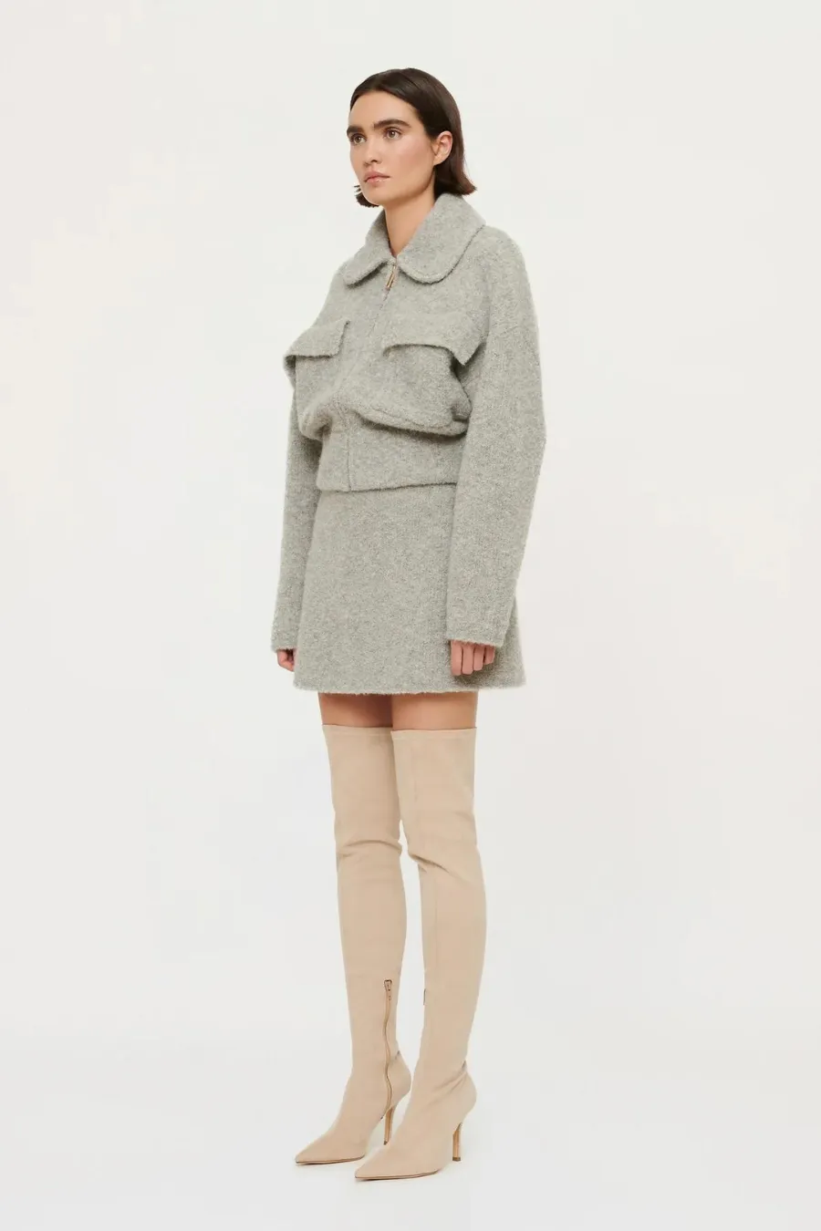 Chloe Boucle Skirt Grey
