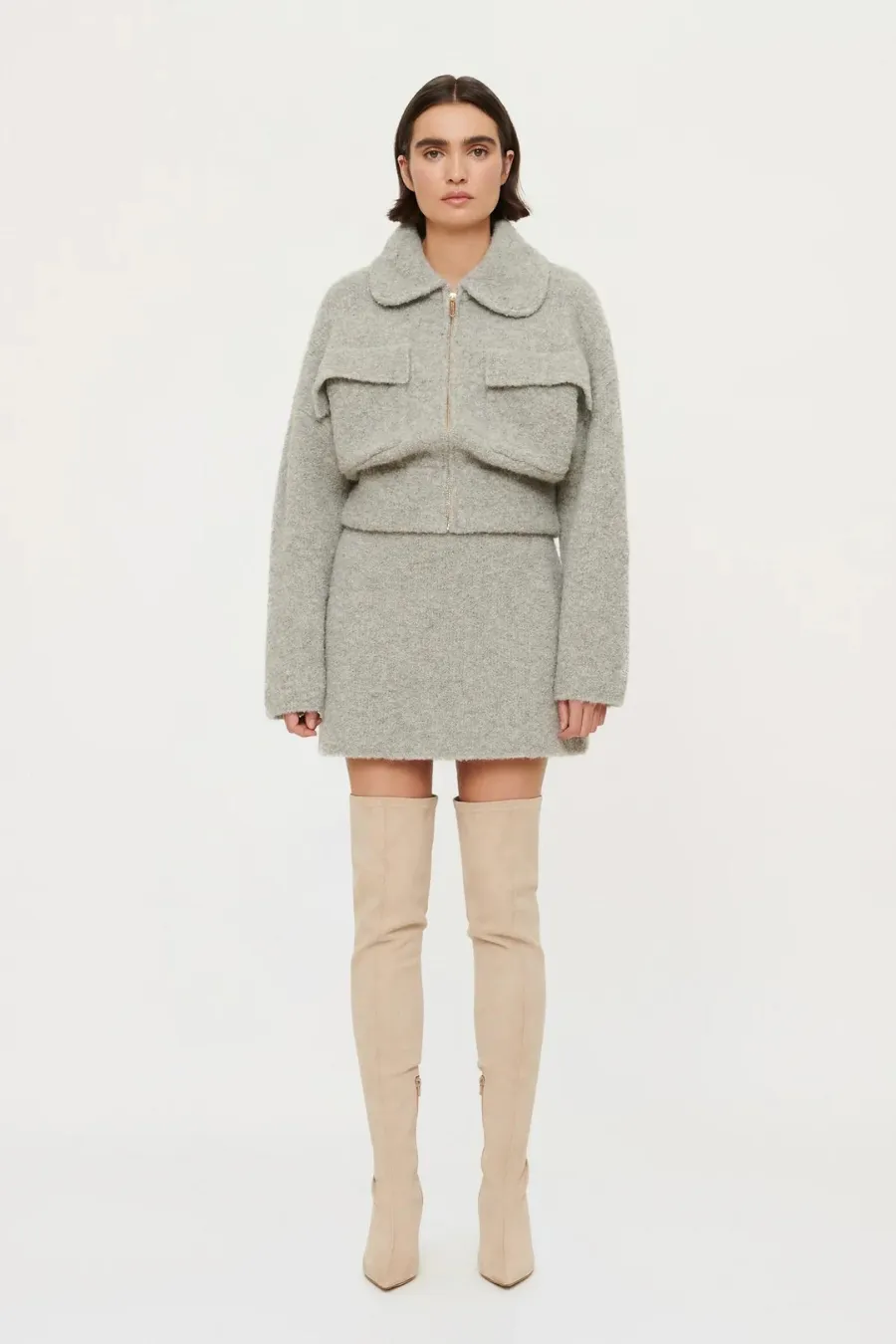 Chloe Boucle Skirt Grey