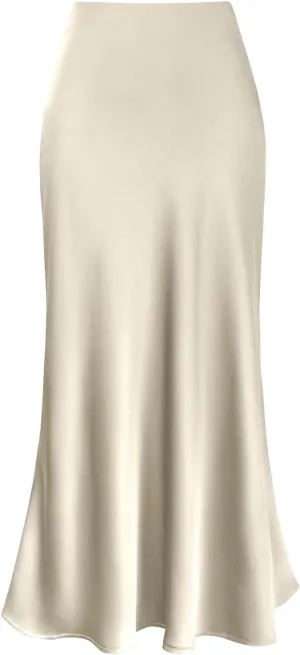 Christmas Skirt Womens High Waist Skirt Solid Satin Dress Zipper Elegant Skirt Body on Skirt