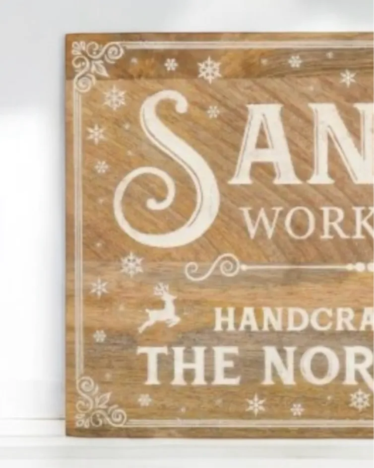 Christmas Wooden Santa’s Workshop Sign