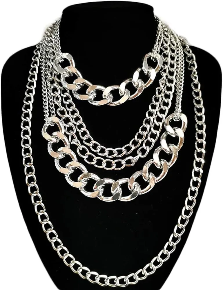 Chunky Necklaces for women Punk Chain Silver Statement Collar Necklace