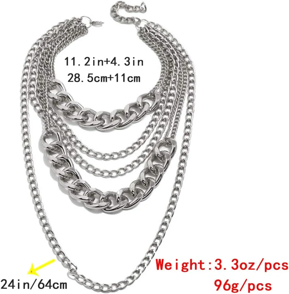 Chunky Necklaces for women Punk Chain Silver Statement Collar Necklace