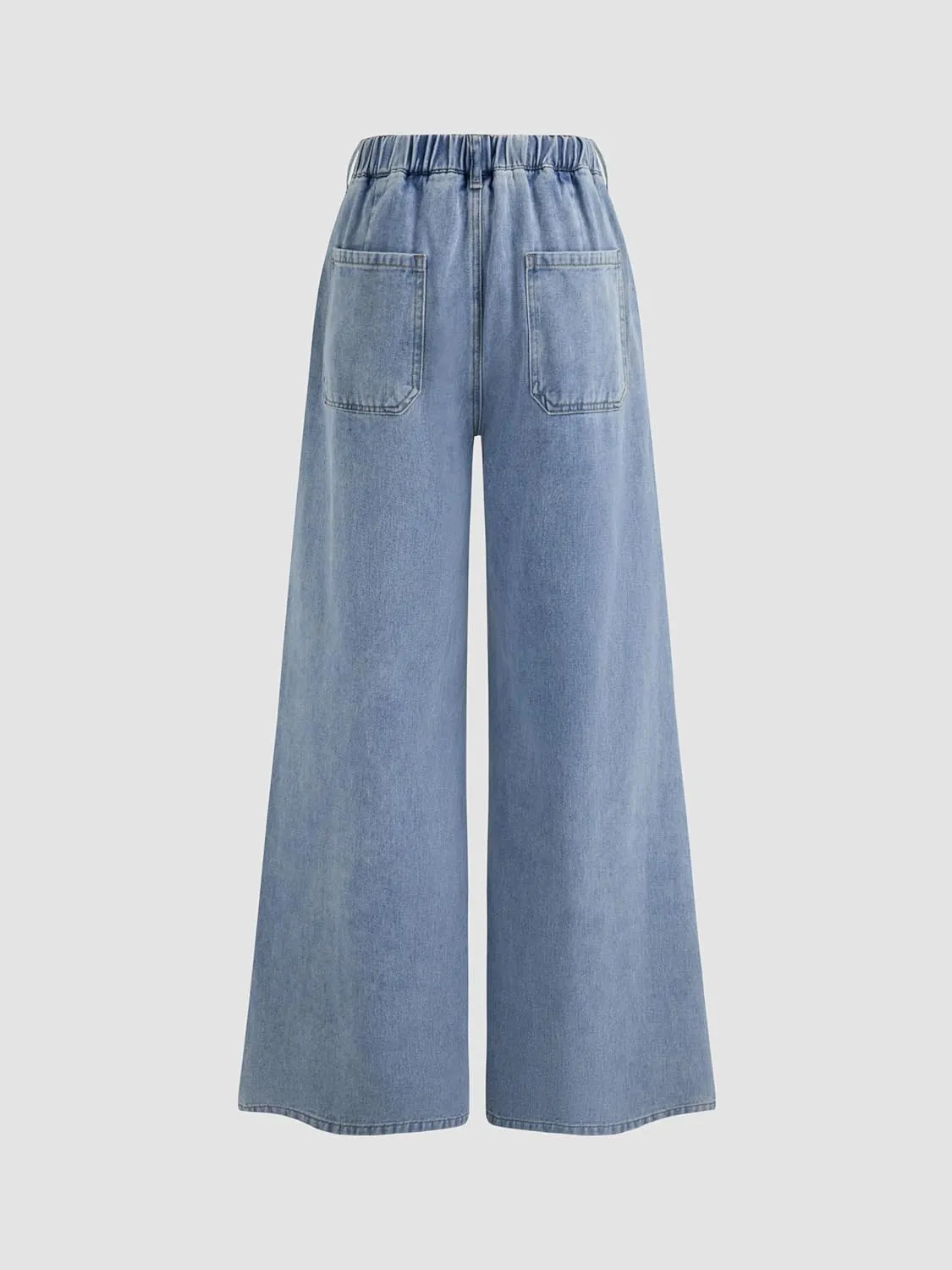 CIDER Wide Leg Jeans High Wasited Drawstring Baggy Denim Pants with Pockets