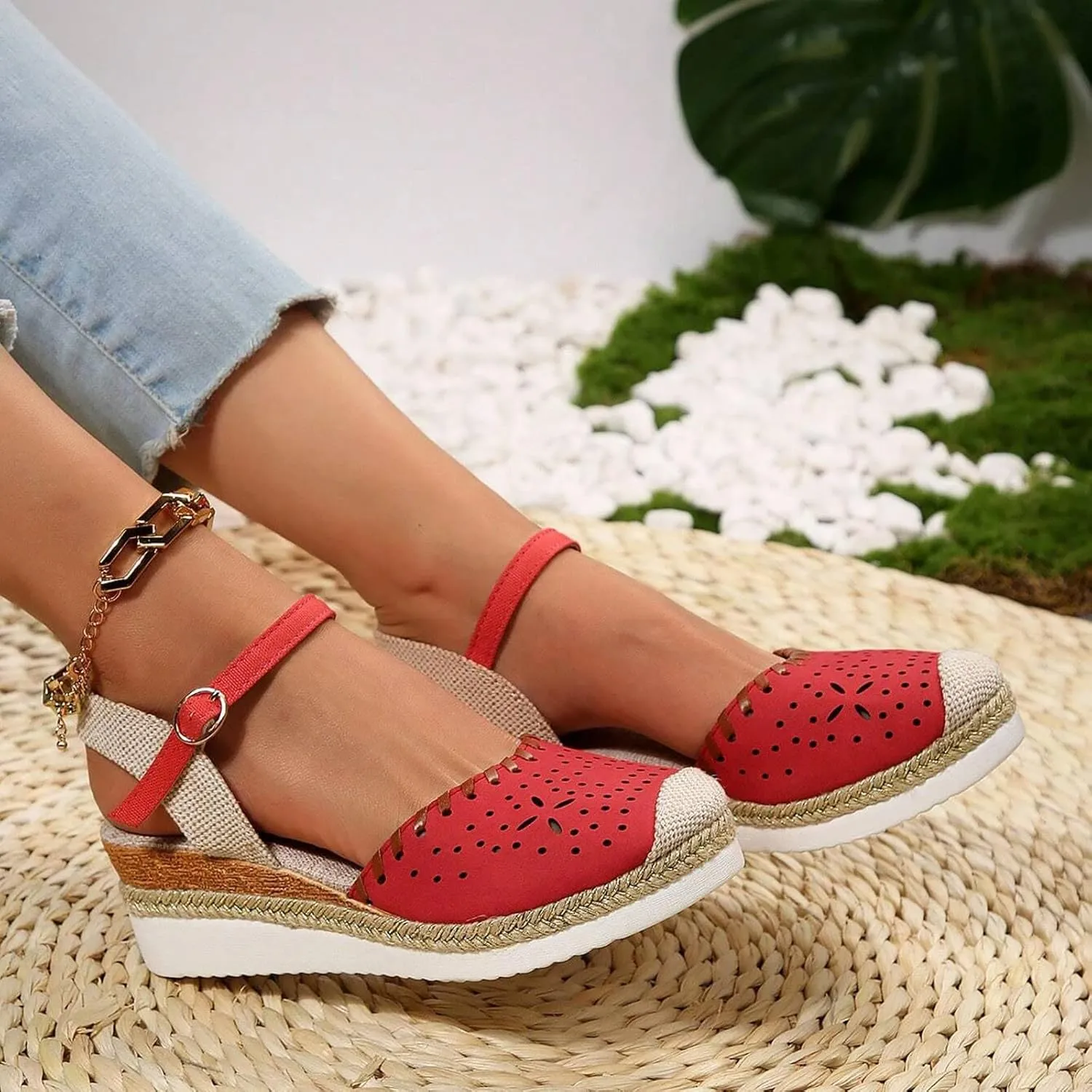 Closed Toe Wedges Heels for Women Ankle Strap Heeled Espadrilles Sandals Dressy Platform Wedge Sandals Ladies Comfortable Cork Summer Dress Shoes for Beach Wedding Evening Prom 2025 Vacation