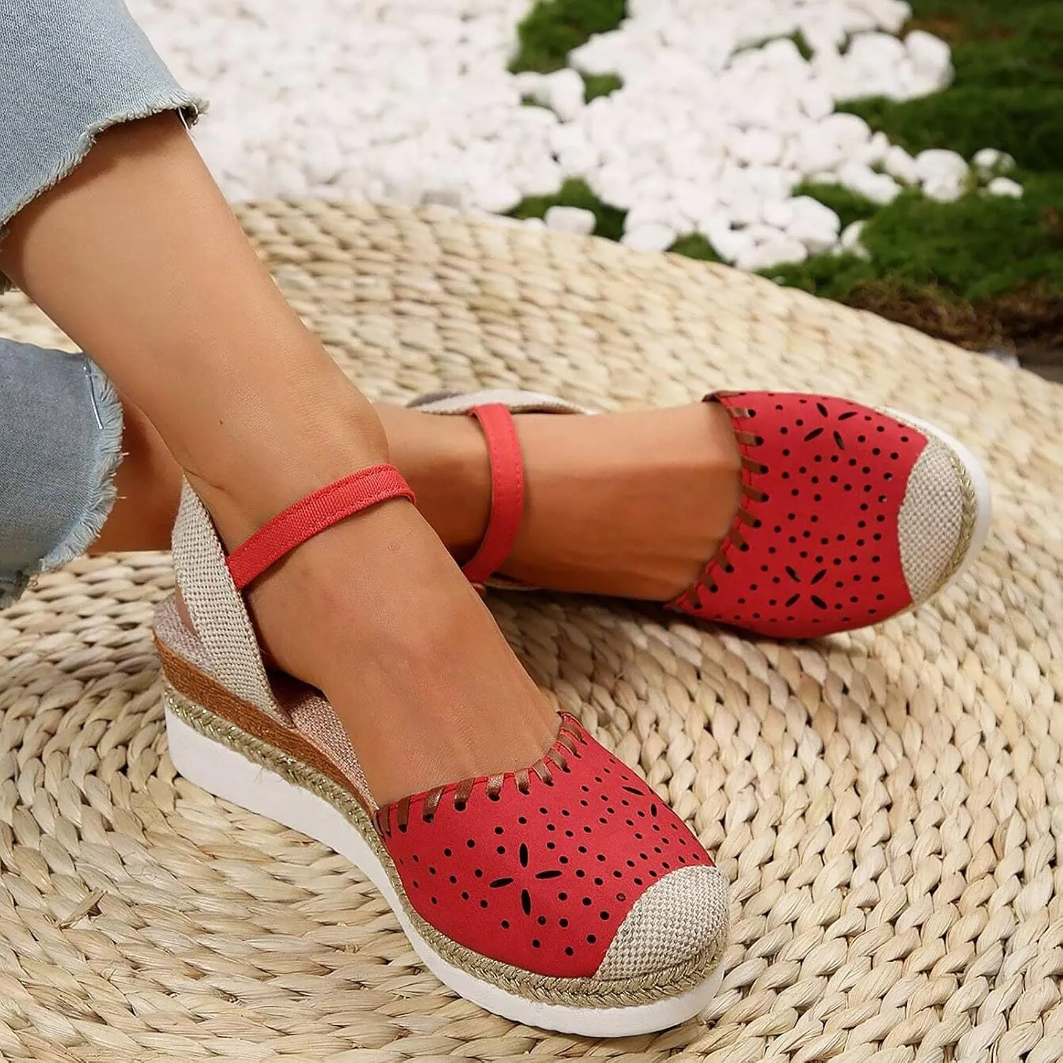 Closed Toe Wedges Heels for Women Ankle Strap Heeled Espadrilles Sandals Dressy Platform Wedge Sandals Ladies Comfortable Cork Summer Dress Shoes for Beach Wedding Evening Prom 2025 Vacation
