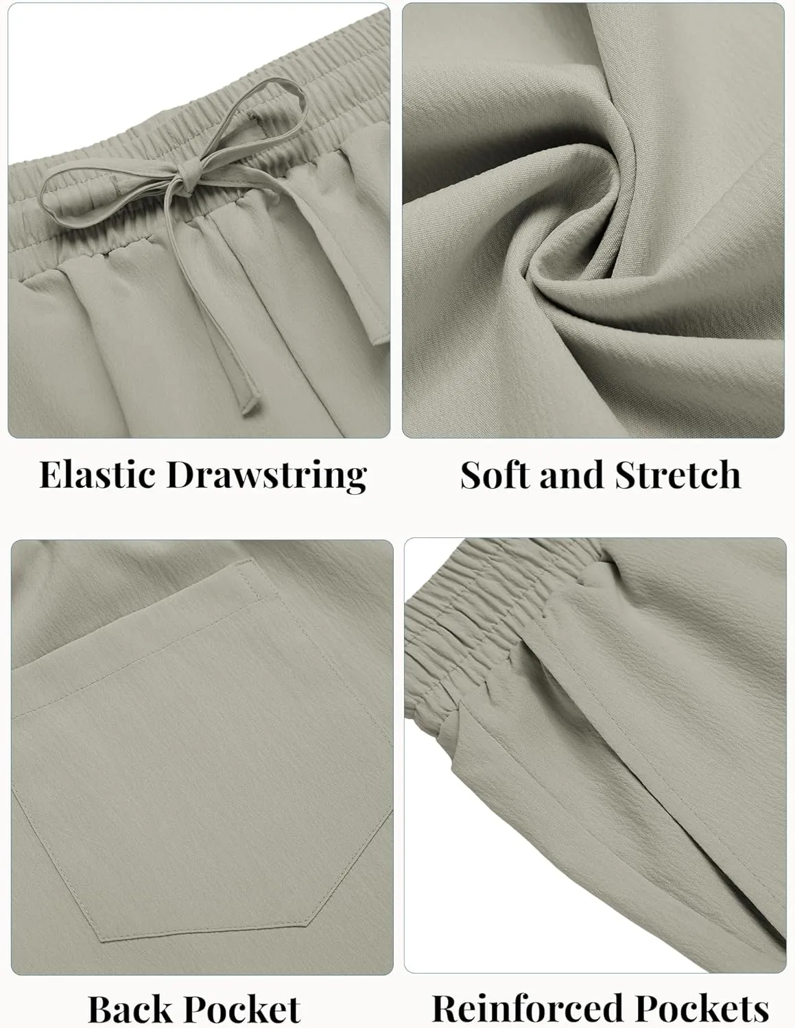 COOFANDY Mens Casual Beach Shorts Summer Elastic Waist Shorts Lightweight Drawstring Golf Shorts