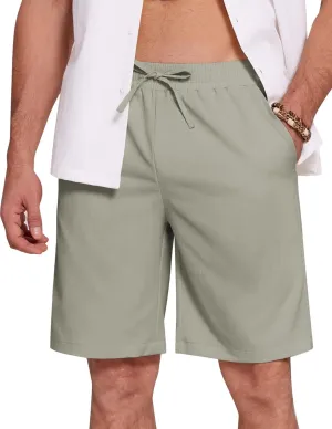 COOFANDY Mens Casual Beach Shorts Summer Elastic Waist Shorts Lightweight Drawstring Golf Shorts