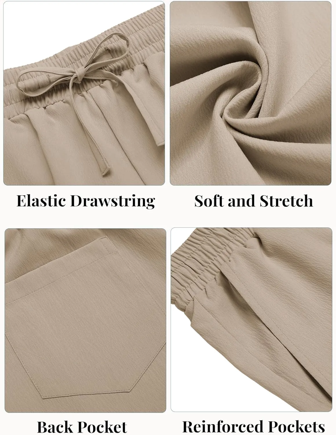 COOFANDY Mens Casual Beach Shorts Summer Elastic Waist Shorts Lightweight Drawstring Golf Shorts