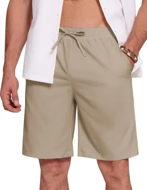 COOFANDY Mens Casual Beach Shorts Summer Elastic Waist Shorts Lightweight Drawstring Golf Shorts