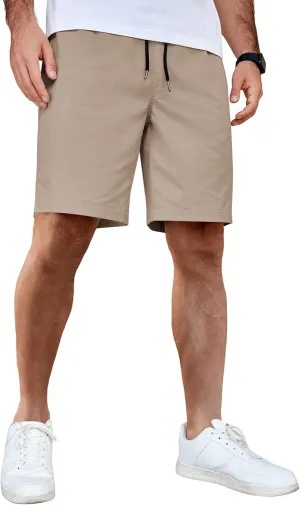 COOFANDY Men's Casual Shorts Cotton Elastic Waist Drawstring Shorts Lightweight Summer Beach Shorts