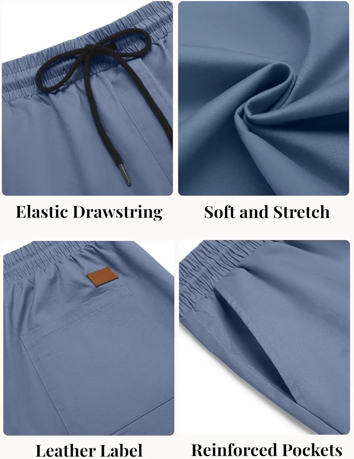COOFANDY Men's Casual Shorts Cotton Elastic Waist Drawstring Shorts Lightweight Summer Beach Shorts