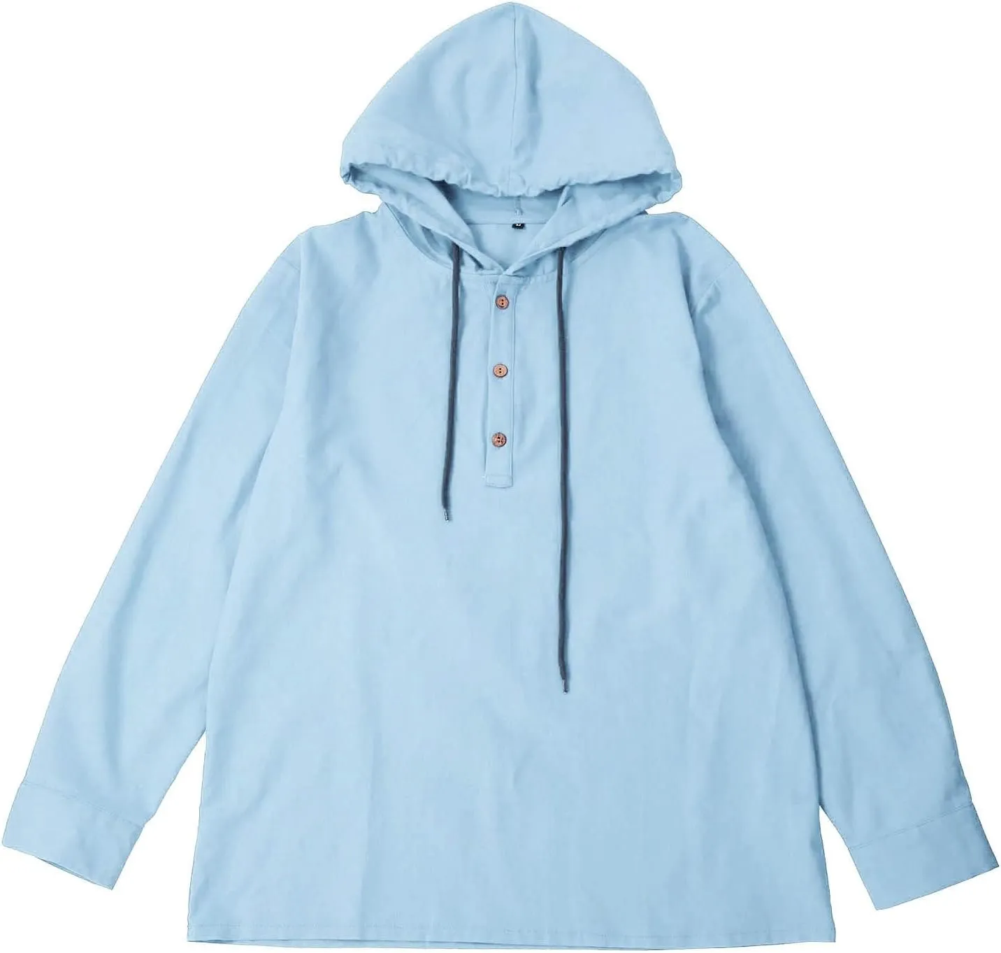Cotton Linen Shirts for Men Hoodie Tops Casual Lightweight Long Sleeve Henley Beach Shirt Loose Hawaiian Hippie Shirt