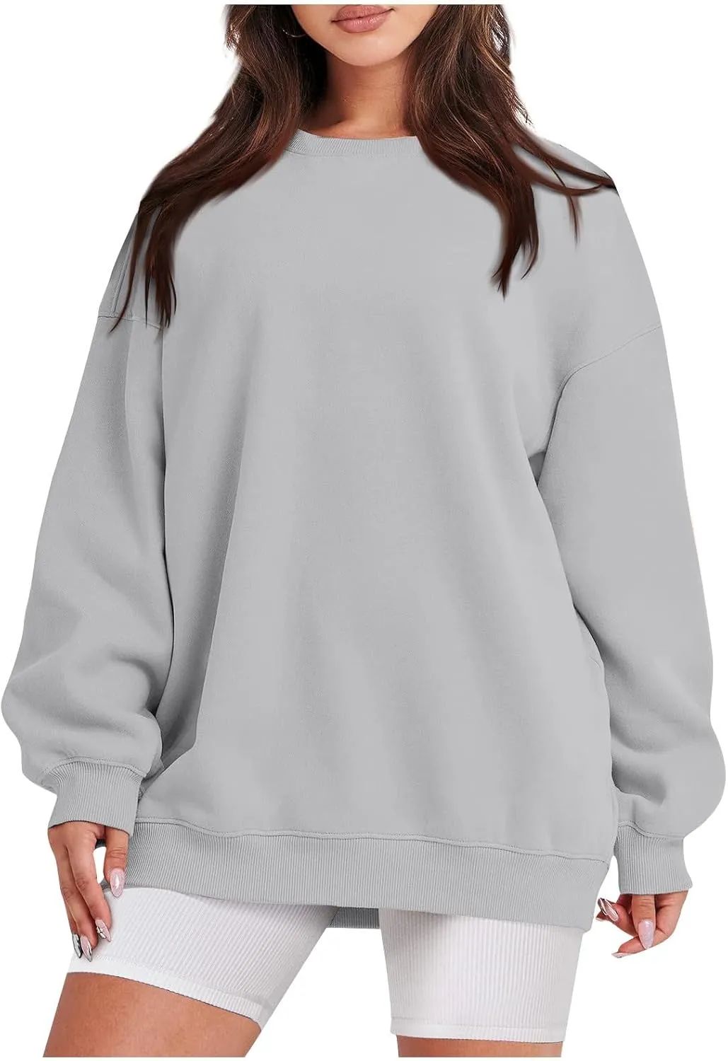 Crewneck Sweatshirts Women Soft Comfy Oversized Sweatshirt Drop Shoulder Long Sleeve Loose Fit Pullover Tops