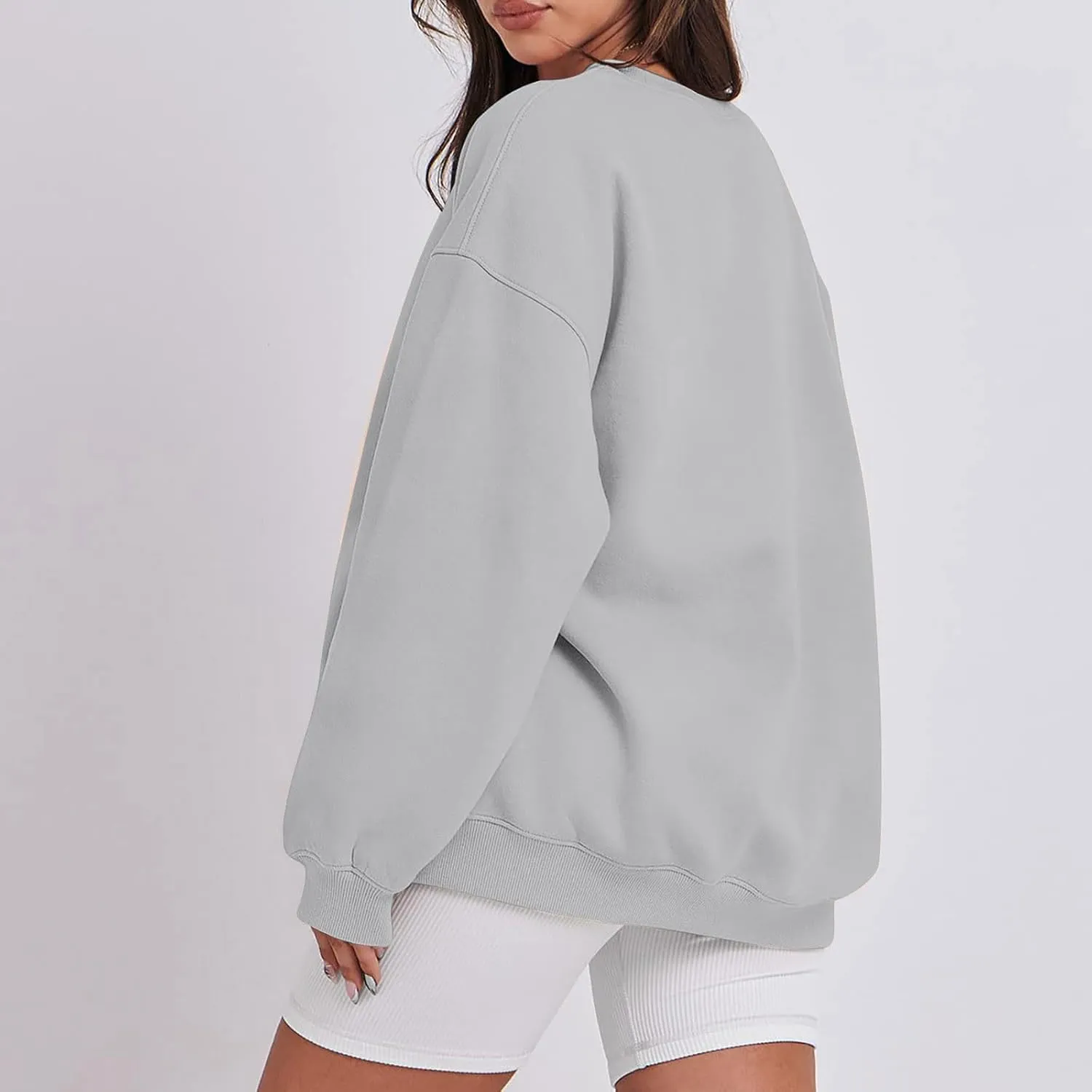 Crewneck Sweatshirts Women Soft Comfy Oversized Sweatshirt Drop Shoulder Long Sleeve Loose Fit Pullover Tops