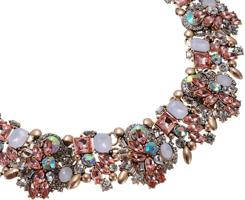 Crystal Rhinestone Statement Necklace, Vintage Chunky Chain Choker Collar Bib Statement Necklace Fashion Costume Jewelry Necklaces for Women