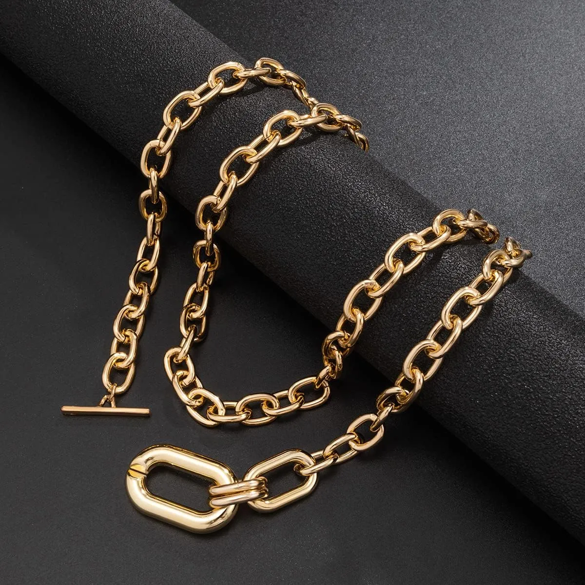 CSIYANJRY99 Chunky Gold Necklaces for Women,Multilayer Punk 80s Hip Hop Necklace,Layered Cuban Link Chain Statement Necklace 90s Freaknik Outfit Accessories for Women