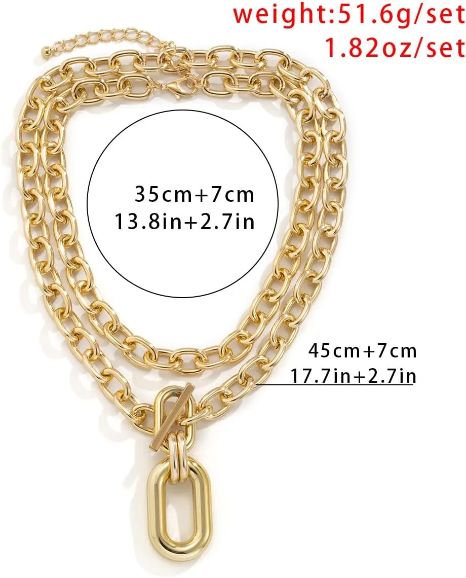 CSIYANJRY99 Chunky Gold Necklaces for Women,Multilayer Punk 80s Hip Hop Necklace,Layered Cuban Link Chain Statement Necklace 90s Freaknik Outfit Accessories for Women