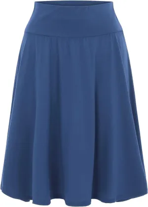 CTRLZS Pleated Skirts for Women Trendy Lightweight Flared Stretchy Midi Skater Skirt Plus Size High Waist Casual Jersey Skirt
