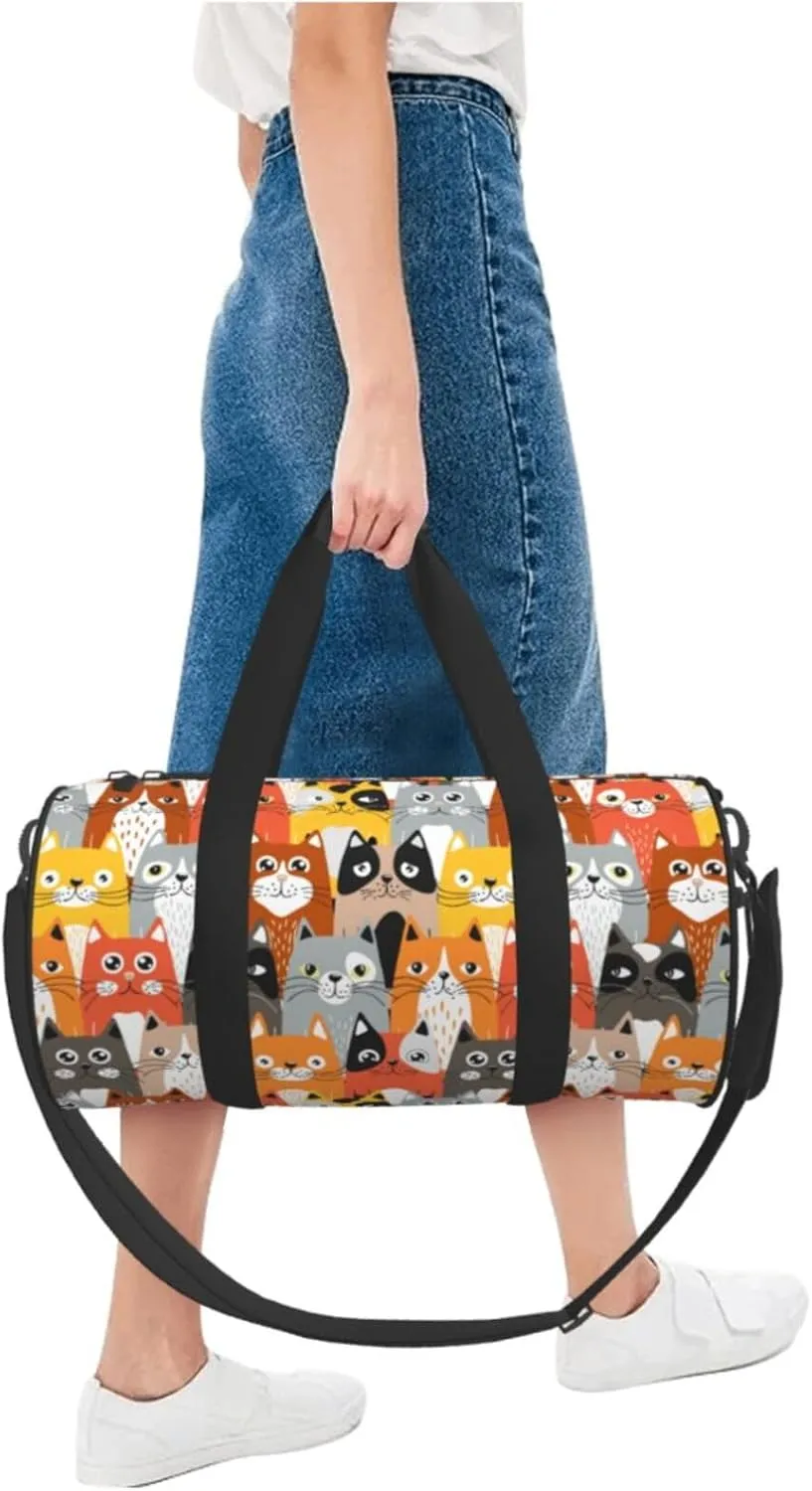 Cute Cats Sports Gym Bag Travel Duffel Bag Shoes Compartment For Men Women Foldable Lightweight Yoga Gym Sports Bag