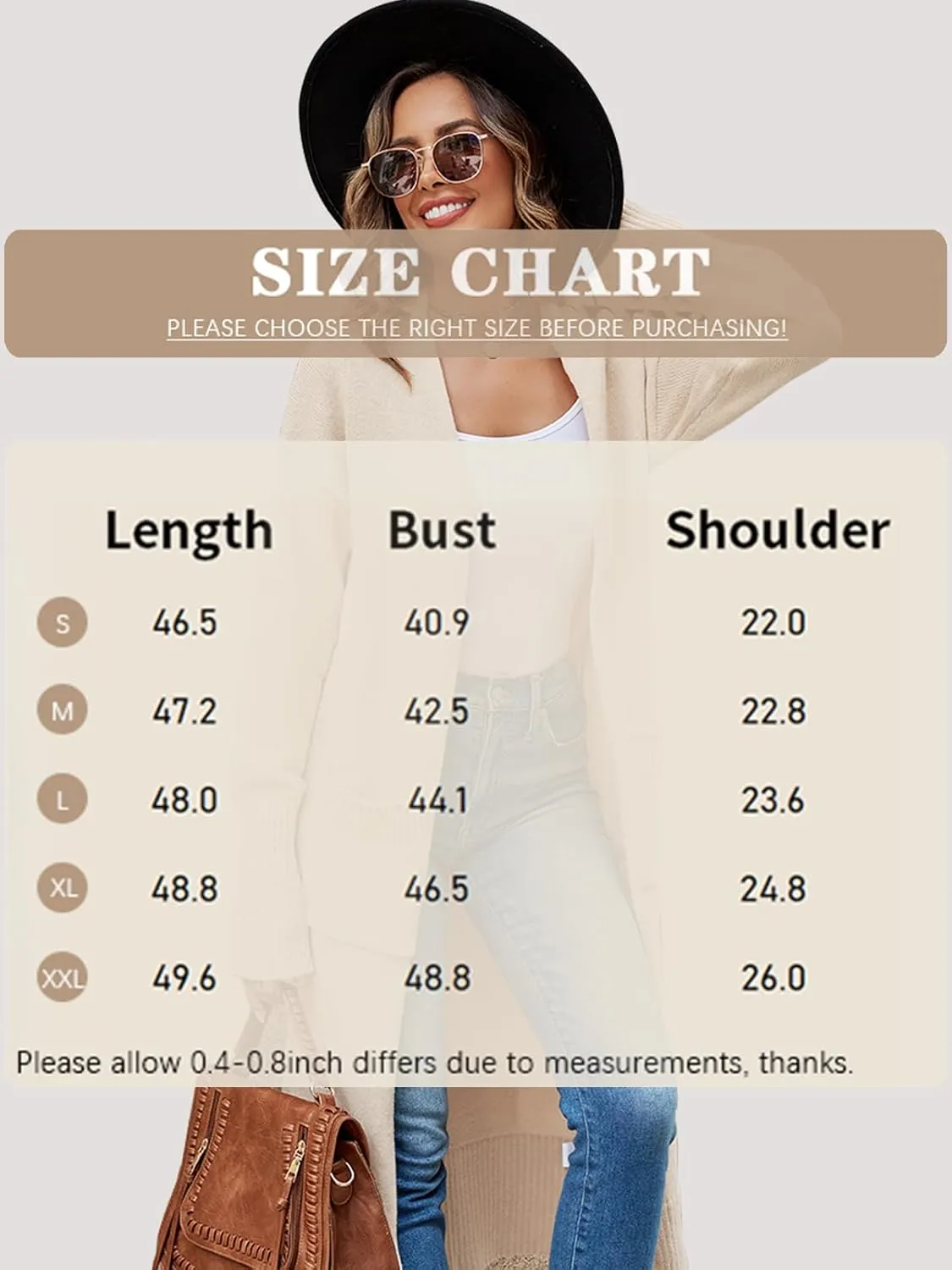 Danedvi Long Cardigan Sweaters for Women 2023 Fall Open Front Knit Oversized Cardigans Duster Coat with Pockets