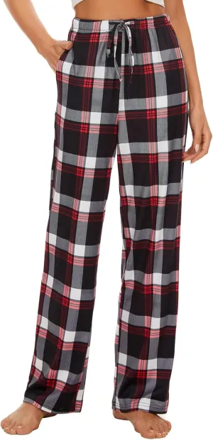 Devirld Women's Lounge Pants, Straight-Leg Loose Pajama Pants for Women Flowy Wide Leg Palazzo Trousers with Pockets