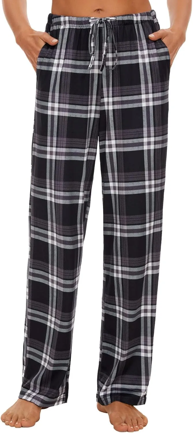 Devirld Women's Lounge Pants, Straight-Leg Loose Pajama Pants for Women Flowy Wide Leg Palazzo Trousers with Pockets