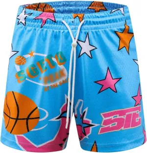 DIOTSR Mens Graphic Basketball Shorts Drawstring Running Workout Shorts Summer Cool Casual Shorts