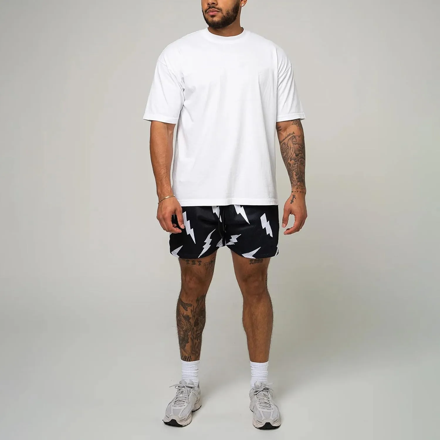 DIOTSR Mens Graphic Shorts Summer Casual Flat Front Shorts Cool Streetwear Designer Shorts Drawstring