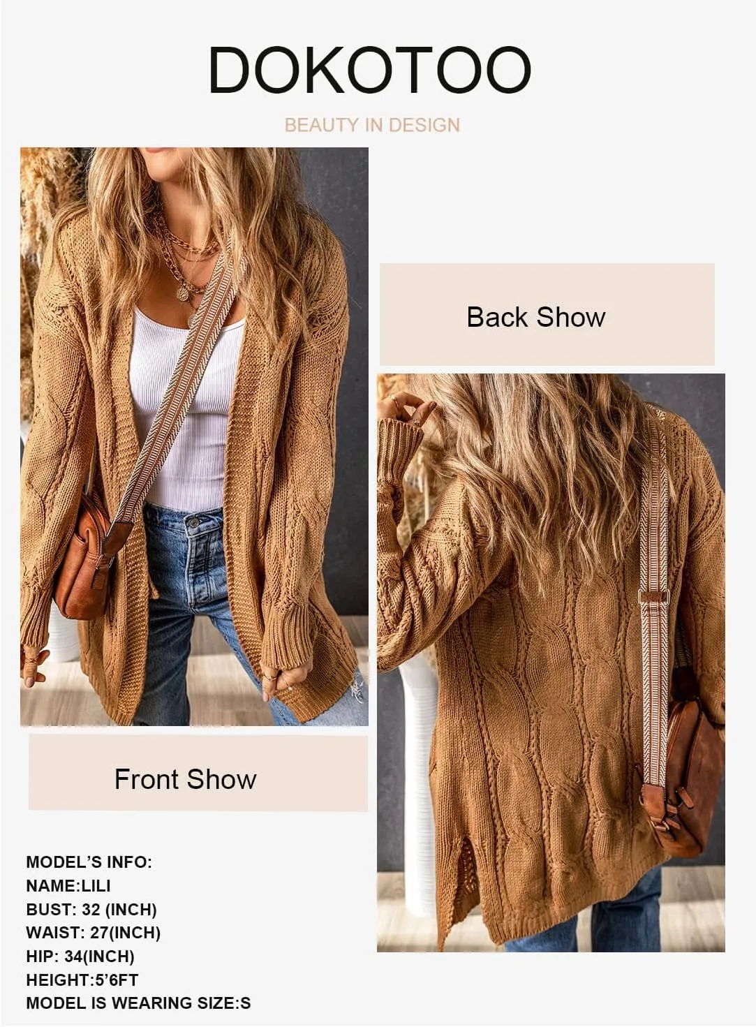 Dokotoo Long Cardigans for Women Open Front Long Sleeves Lightweight Fall Sweaters with Pockets