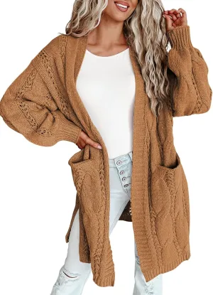Dokotoo Long Cardigans for Women Open Front Long Sleeves Lightweight Fall Sweaters with Pockets