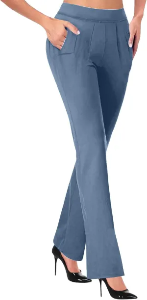 Dress Pants Women Business Casual Work Pants High Waisted Flare Formal Pants Dressy Office Trousers Pants with Pockets