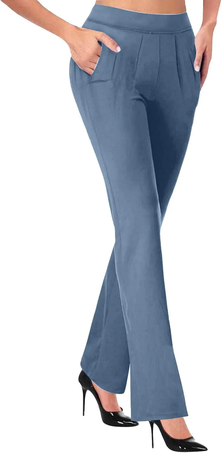 Dress Pants Women Business Casual Work Pants High Waisted Flare Formal Pants Dressy Office Trousers Pants with Pockets
