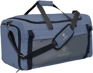 Eackrola Large Sports Gym Bag, Travel Duffel bag with Wet Pocket & Shoes Compartment for men women, 65L, LightweightHaze Blue