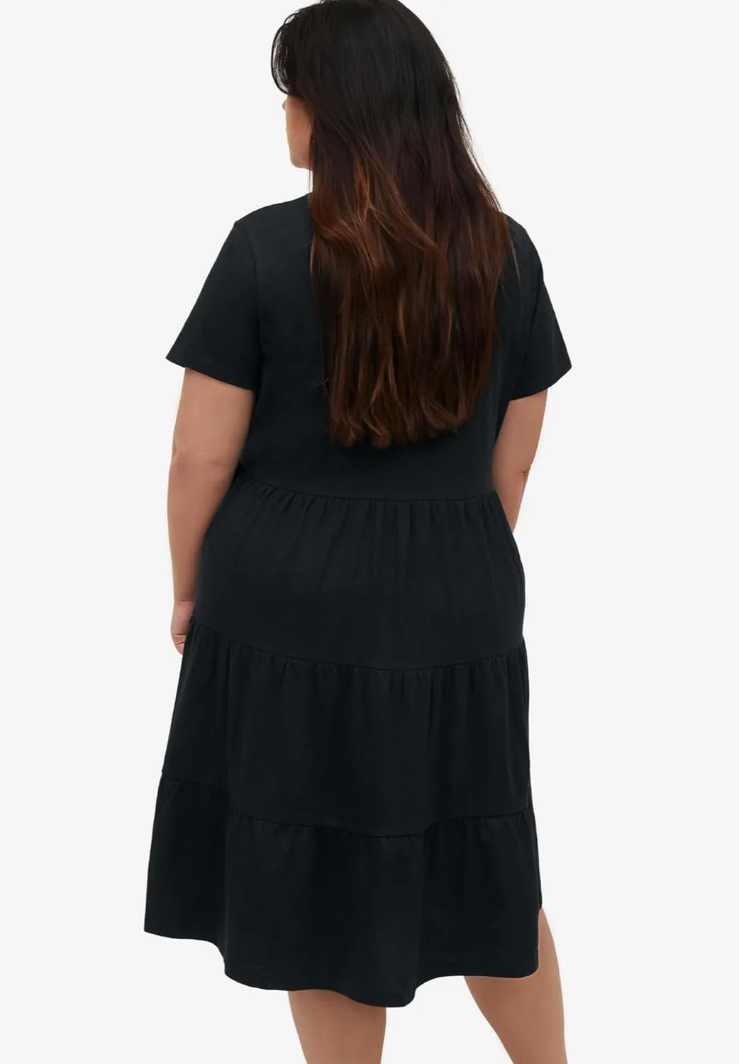 ellos Women's Plus Size Tiered Knit Tee Dress