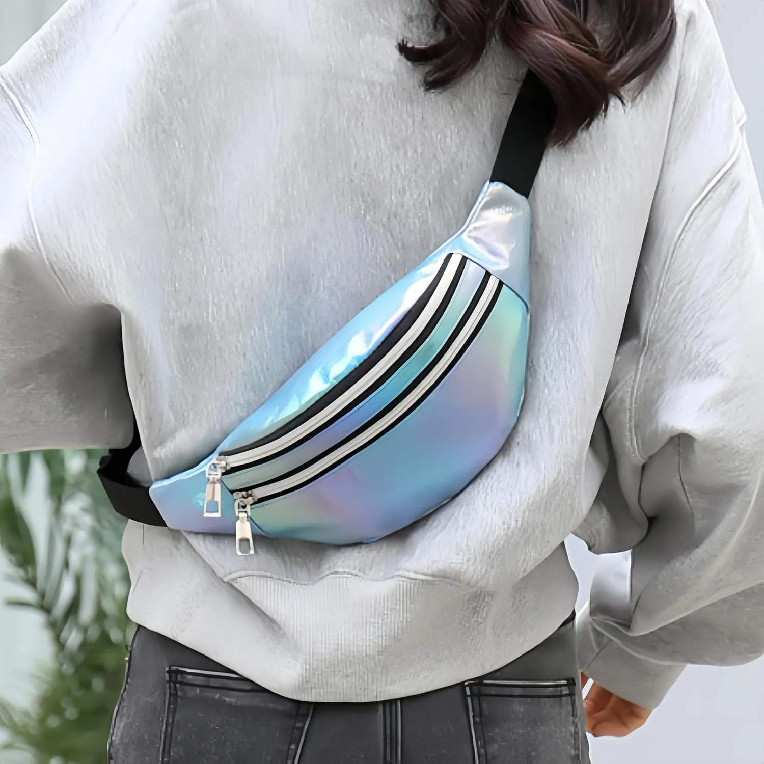 Fanny Pack for Unisex Adults Waterproof Sports Waist Bag Blue with 2 Pockets and Adjustable Belt