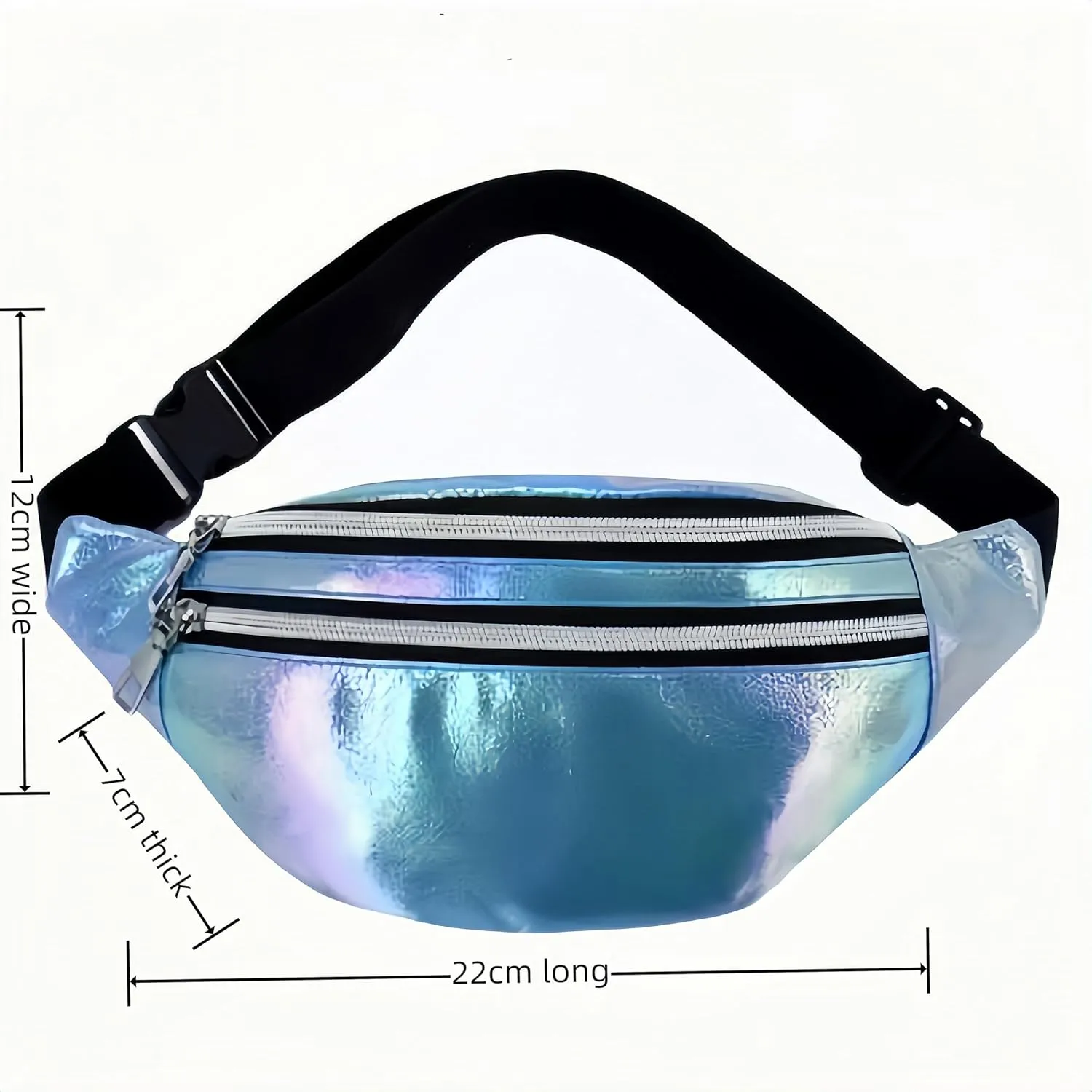 Fanny Pack for Unisex Adults Waterproof Sports Waist Bag Blue with 2 Pockets and Adjustable Belt