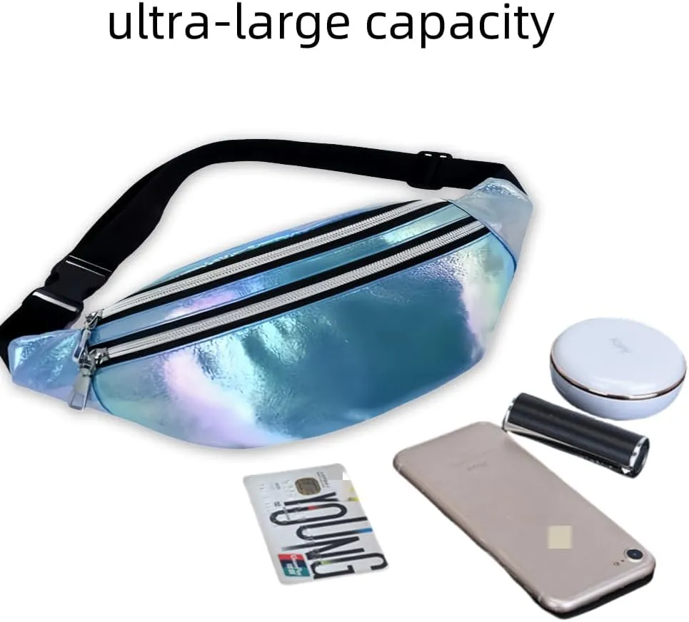 Fanny Pack for Unisex Adults Waterproof Sports Waist Bag Blue with 2 Pockets and Adjustable Belt