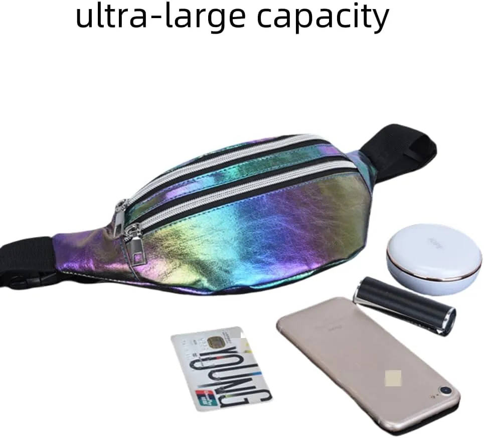 Fanny Pack for Unisex Adults Waterproof Sports Waist Bag Colorful with 2 Pockets and Adjustable Belt