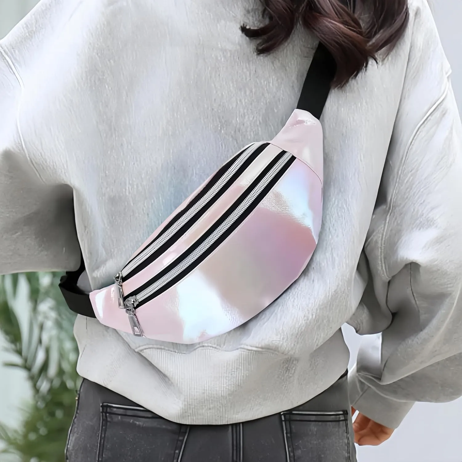 Fanny Pack for Unisex Adults Waterproof Sports Waist Bag Pink with 2 Pockets and Adjustable Belt