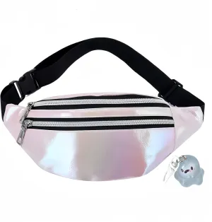 Fanny Pack for Unisex Adults Waterproof Sports Waist Bag Pink with 2 Pockets and Adjustable Belt