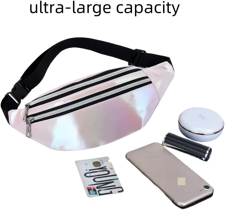Fanny Pack for Unisex Adults Waterproof Sports Waist Bag Pink with 2 Pockets and Adjustable Belt