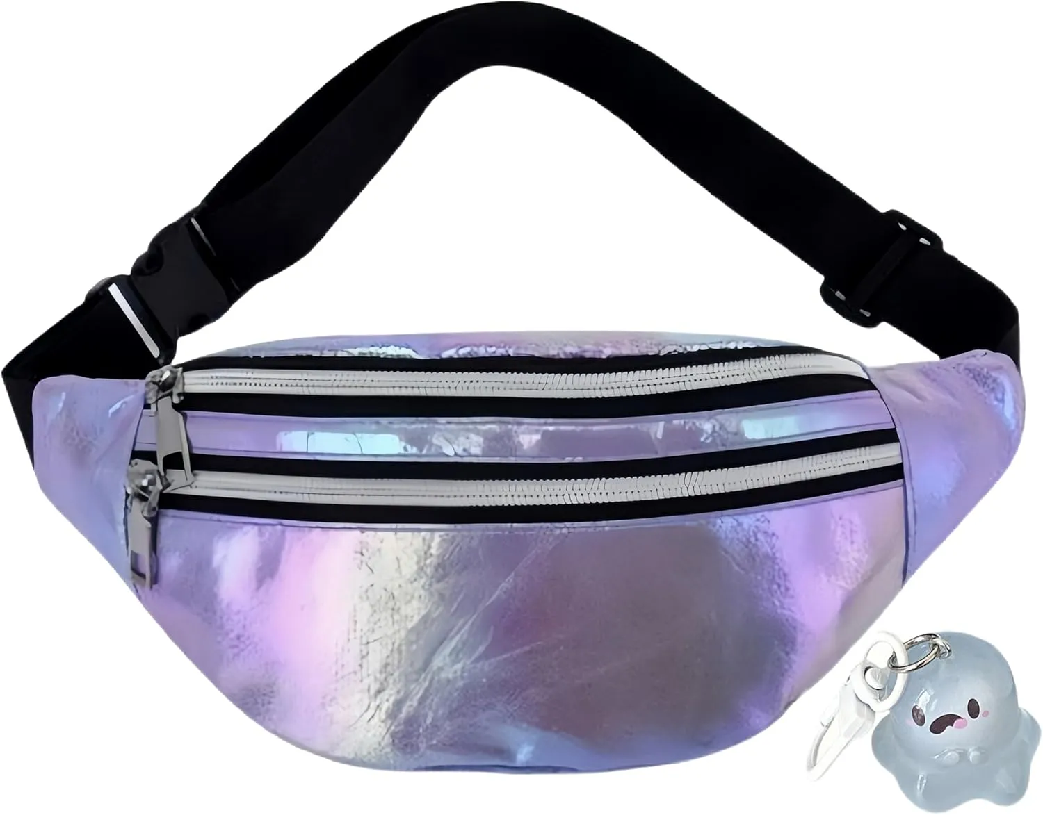 Fanny Pack for Unisex Adults Waterproof Sports Waist Bag Purple with 2 Pockets and Adjustable Belt