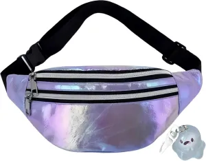 Fanny Pack for Unisex Adults Waterproof Sports Waist Bag Purple with 2 Pockets and Adjustable Belt