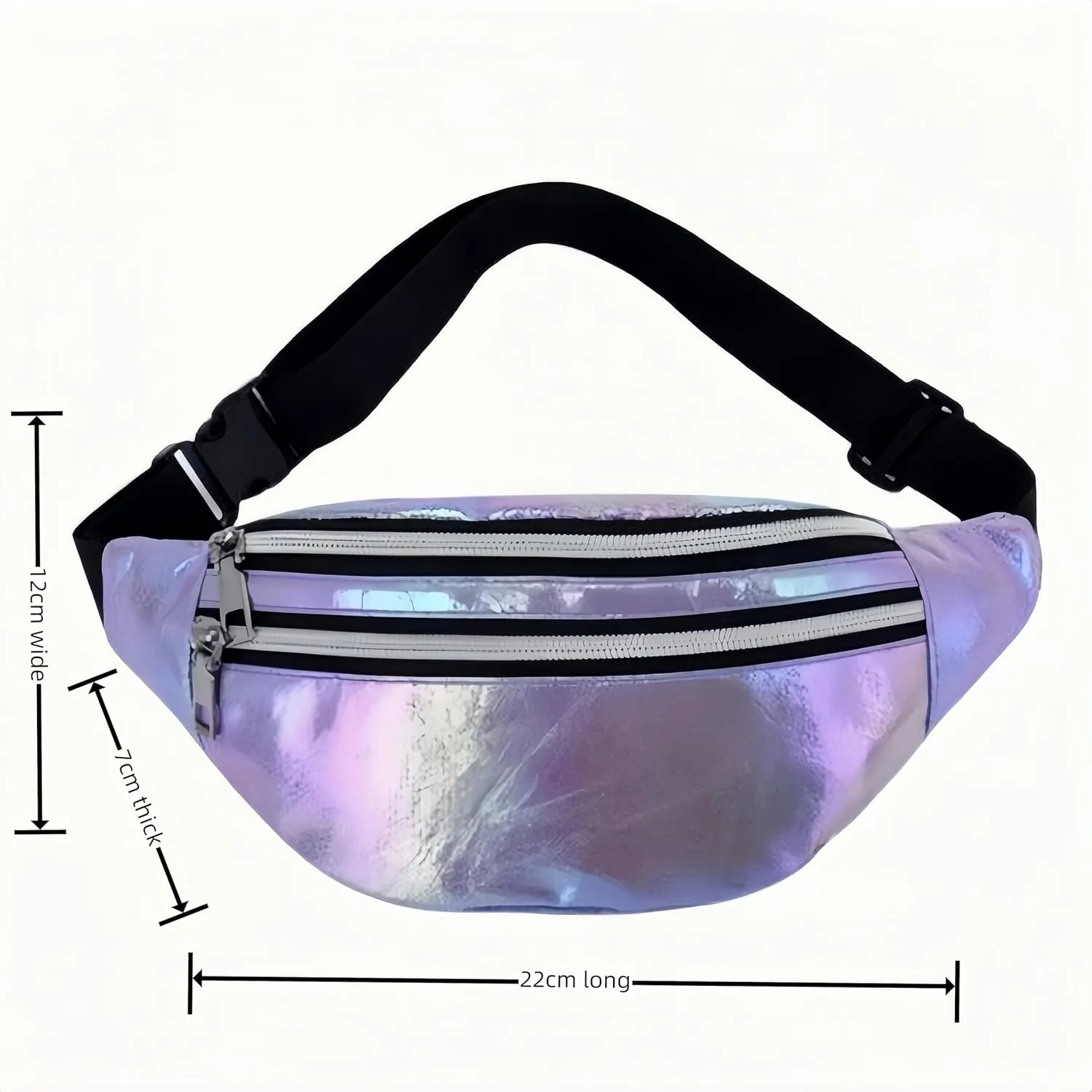 Fanny Pack for Unisex Adults Waterproof Sports Waist Bag Purple with 2 Pockets and Adjustable Belt