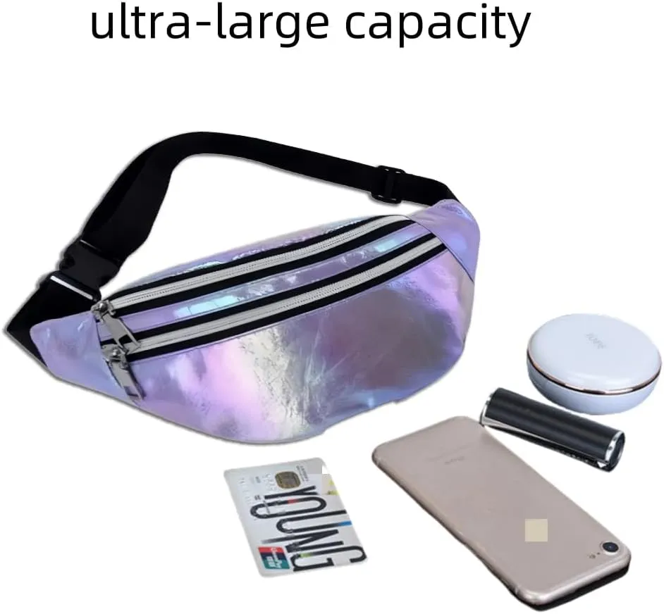 Fanny Pack for Unisex Adults Waterproof Sports Waist Bag Purple with 2 Pockets and Adjustable Belt