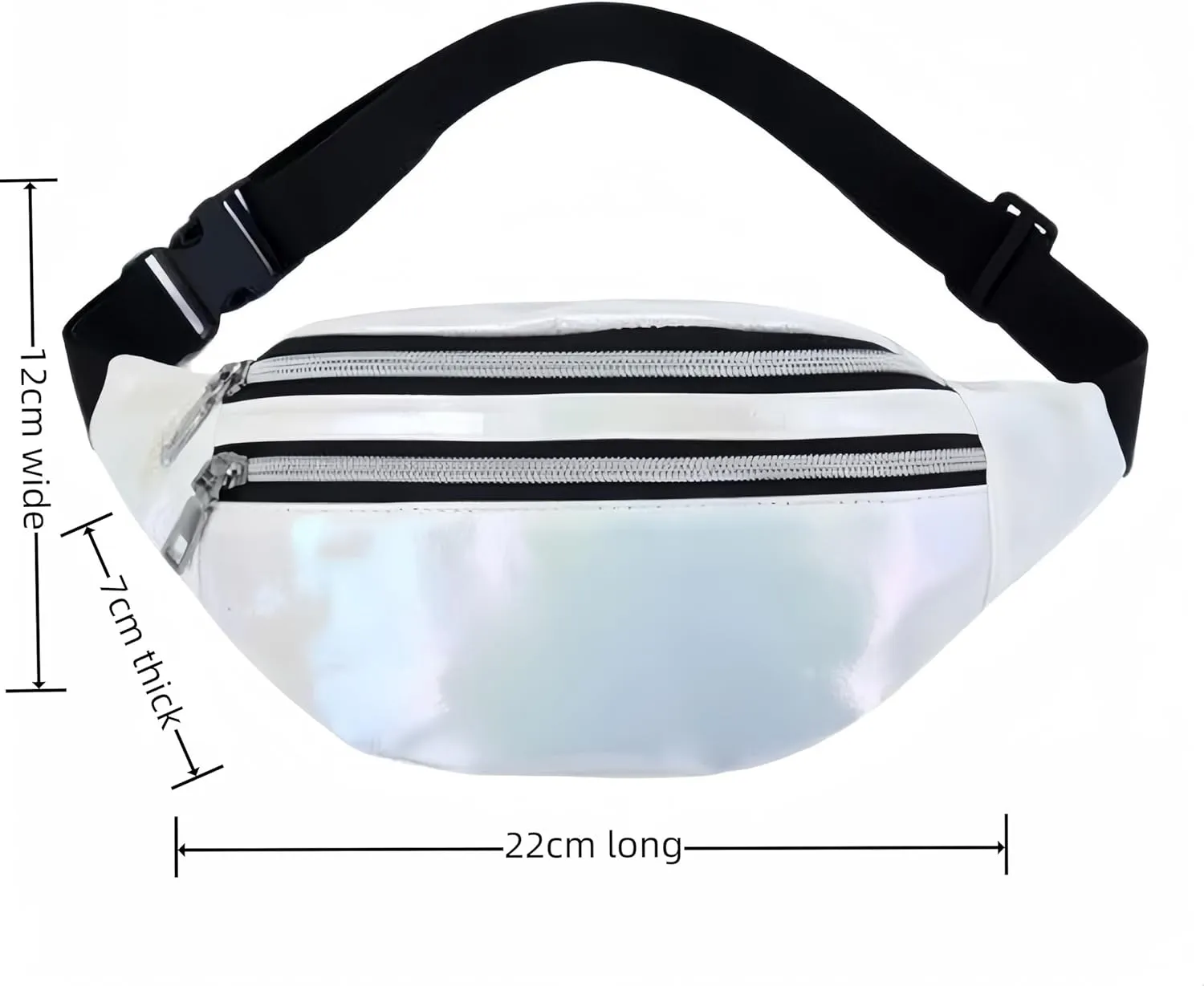 Fanny Pack for Unisex Adults Waterproof Sports Waist Bag White with 2 Pockets and Adjustable Belt