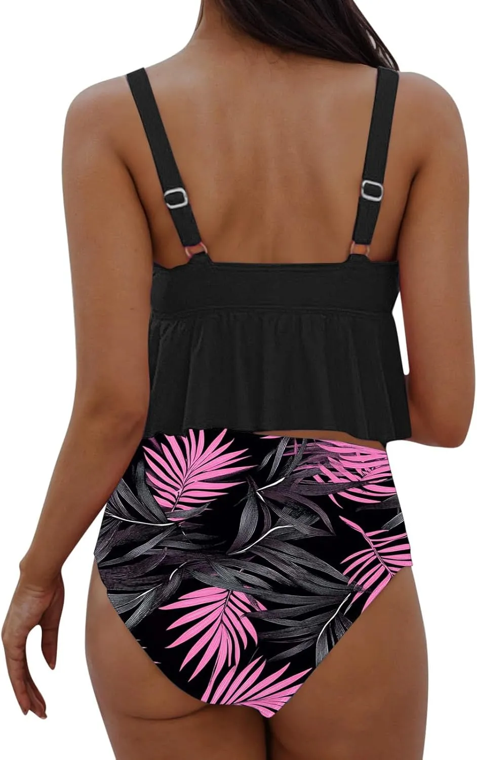 Fashion Swimsuits for Women 2 Piece High Waisted Floral Bikini Sets Sexy Padded Ruffle Bathing Suits Beachwear S-3XL